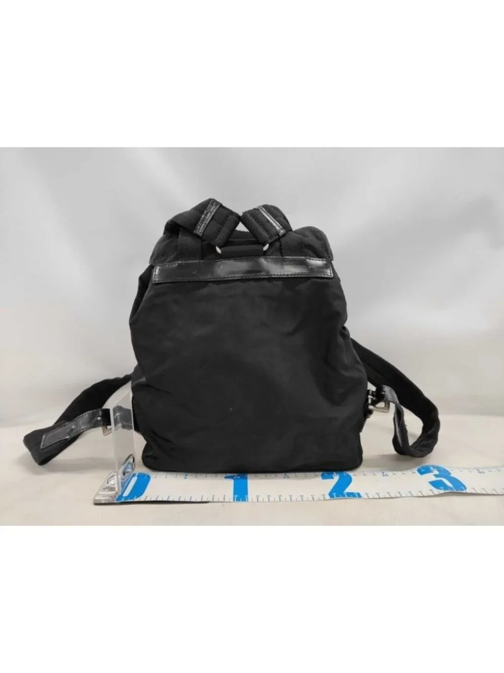 Prada Backpack Triangle Logo Black Nylon White Tag Silver